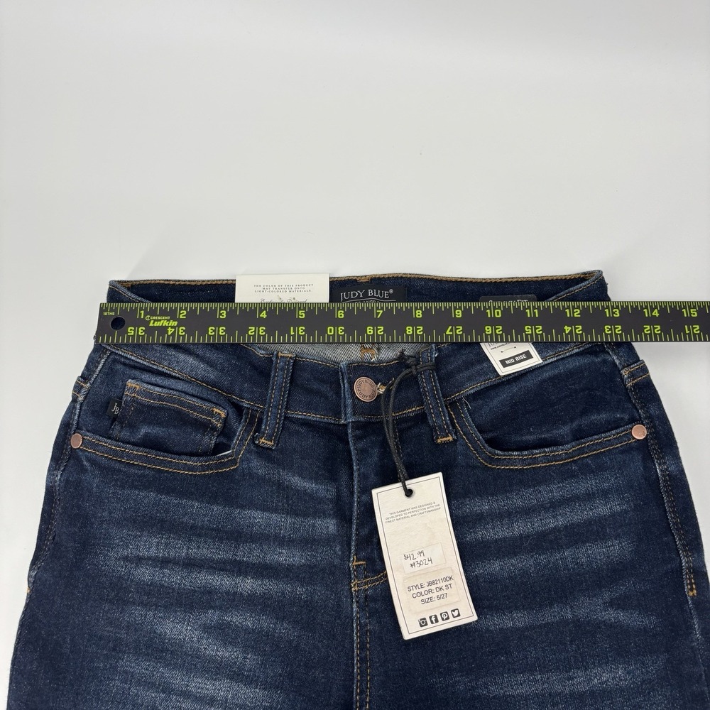 Judy Blue Skinny Fit Mid Rise Jeans Women's Size 5/27 Dark Wash Stretch - Picture 5 of 8